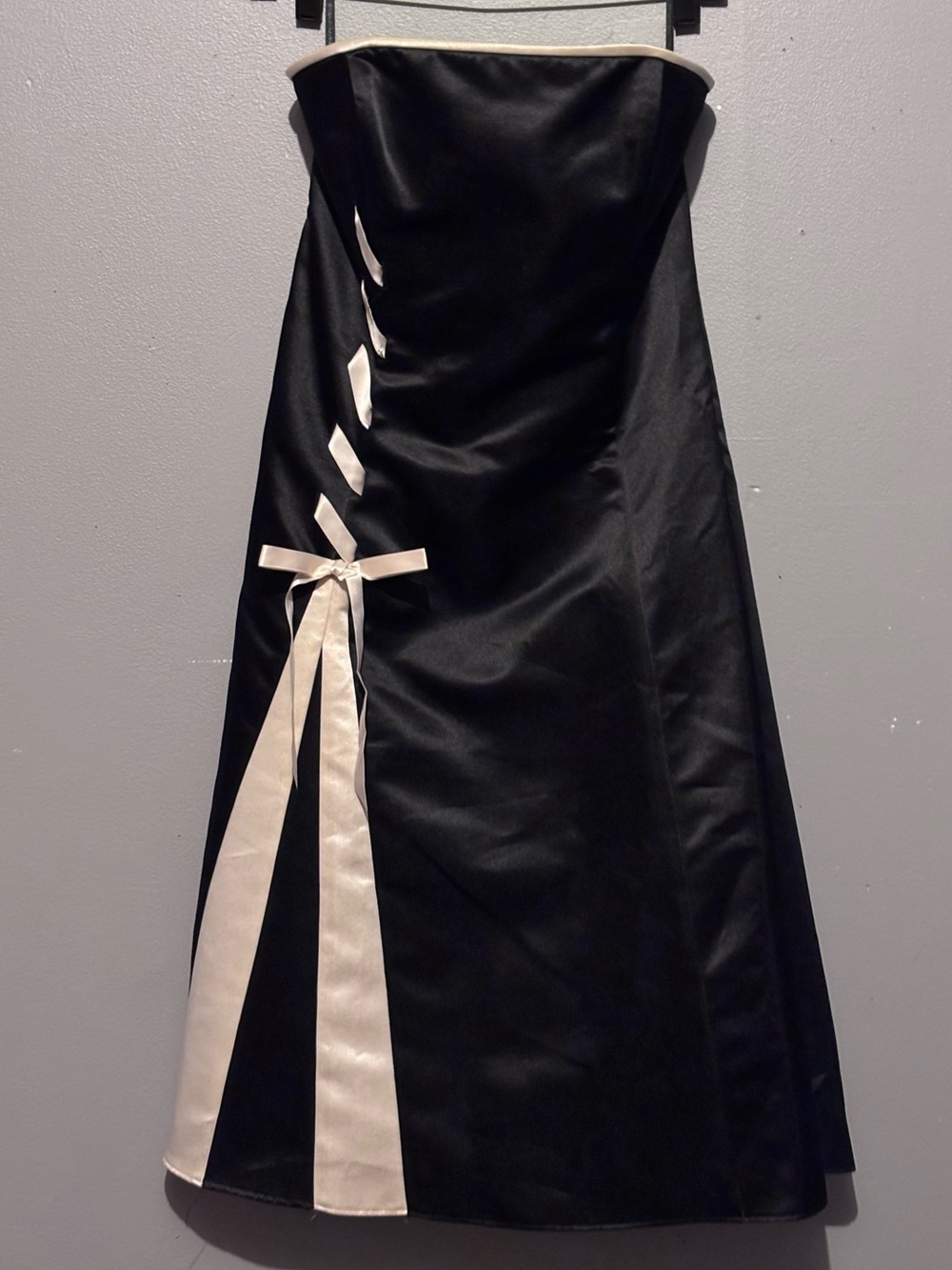 Vintage Jessica McClintock for Gunne Sax Black & White Satin Strapless Dress